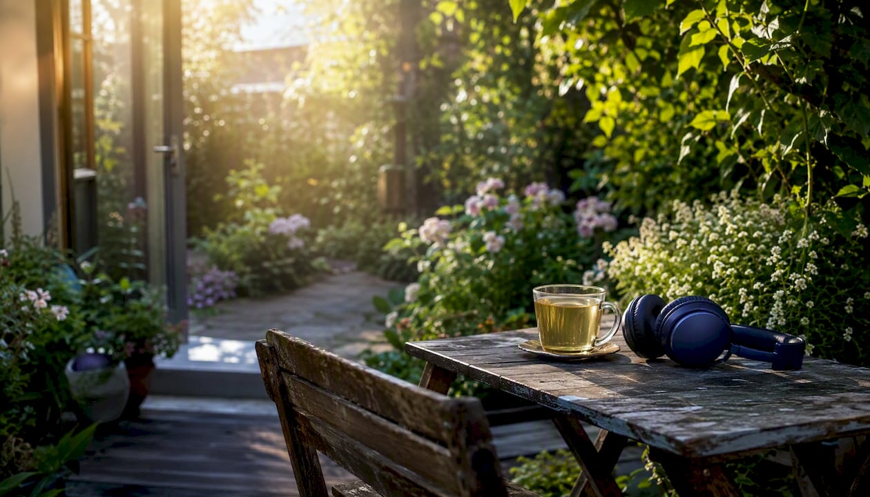 Kopfhörer auf, eine Tasse Tee dazu – so wird die Hörsession zum Genuss.