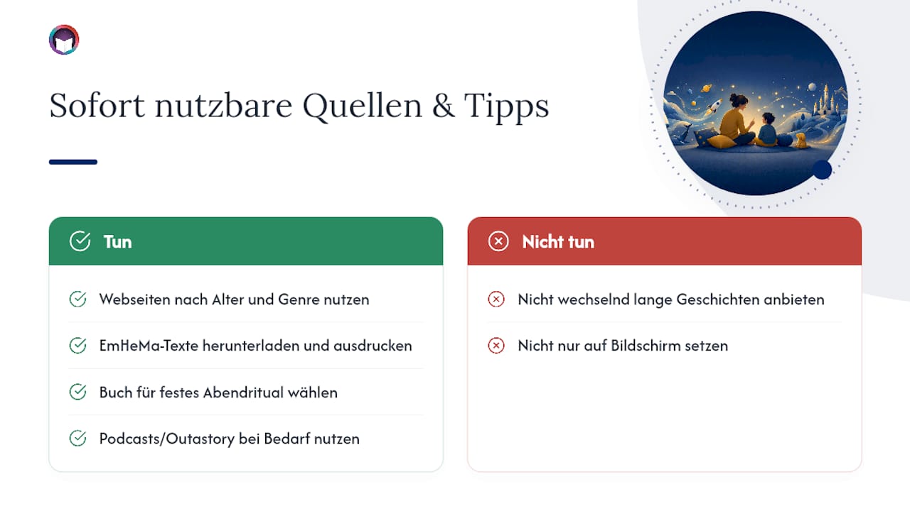 Wo finden Sie fertige 5-Minuten-Geschichten zum sofortigen Vorlesen? — overview diagram