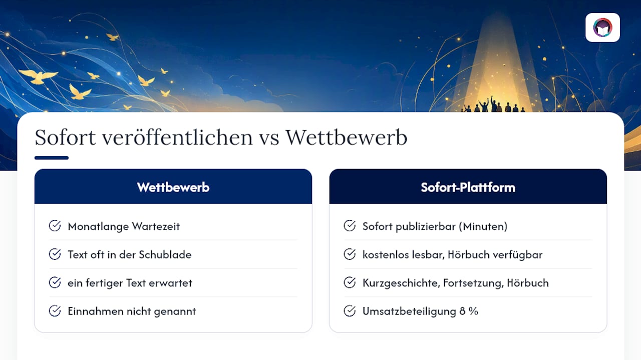 Kurzgeschichte sofort veröffentlichen statt auf eine Jury warten — overview diagram