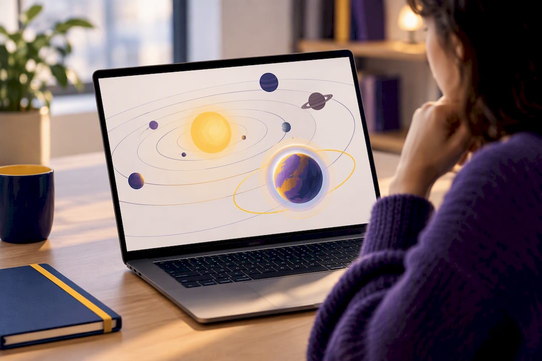 Darstellung eines Exoplanetensystems mit atmosphärischen Eigenschaften