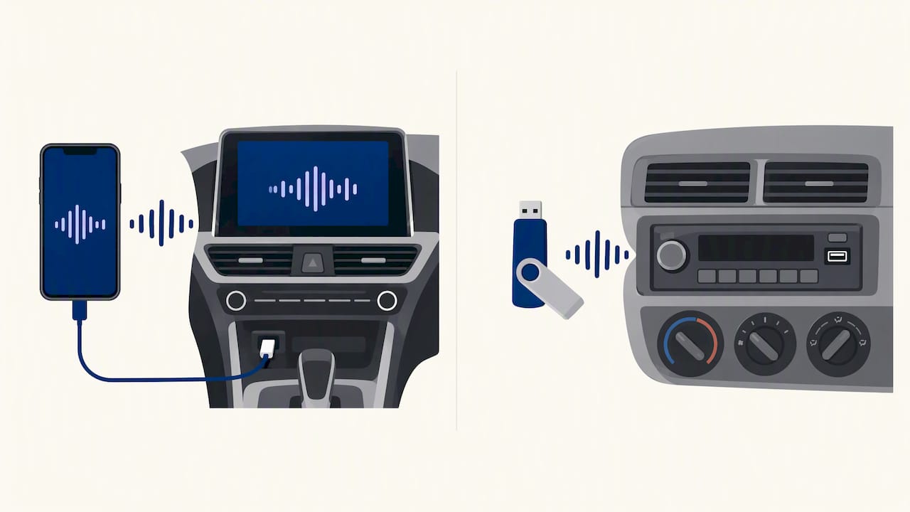 Zwei USB-Anschlüsse für Audio im Auto